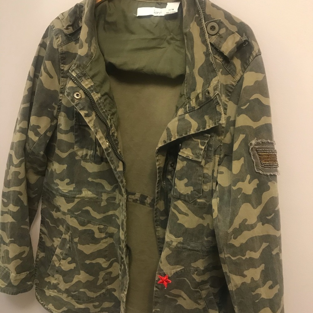 Kersh | Embellished Camo Military Shirt Jacket
